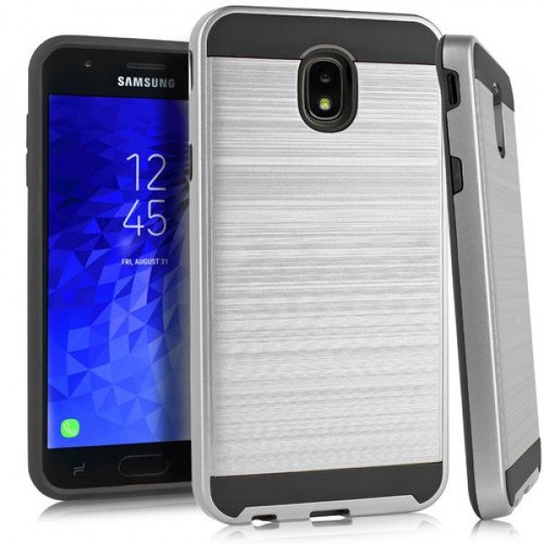 Wholesale Samsung Galaxy J7 2018 / Refine / SM-J737 (AT&T) / Aero / Aura / Crown / Top / Eon / Star Armor Hybrid Case (Silver)